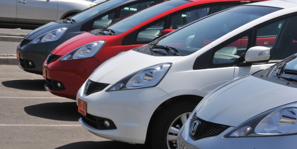 row of Honda Fit cars