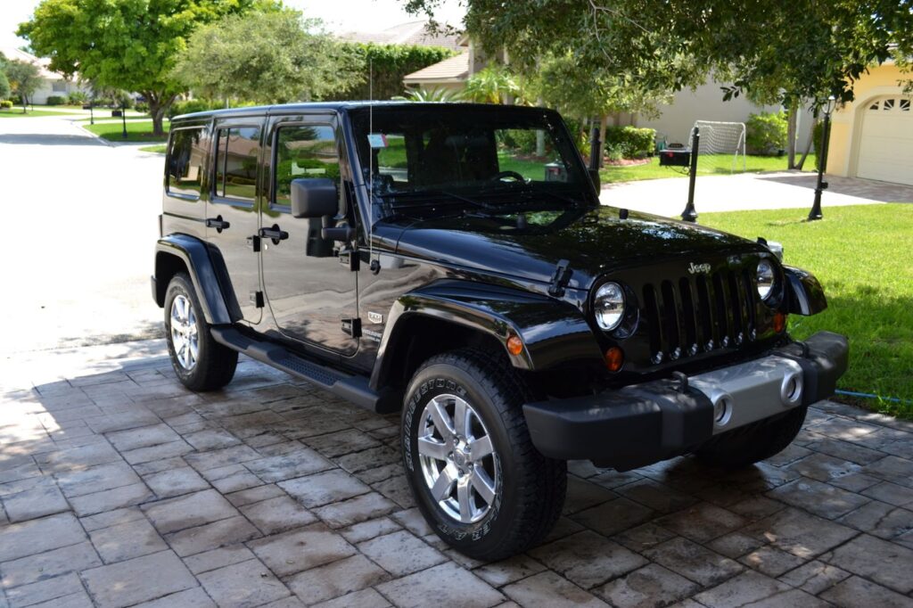 Black vinyl wrap on Jeep Wrangler